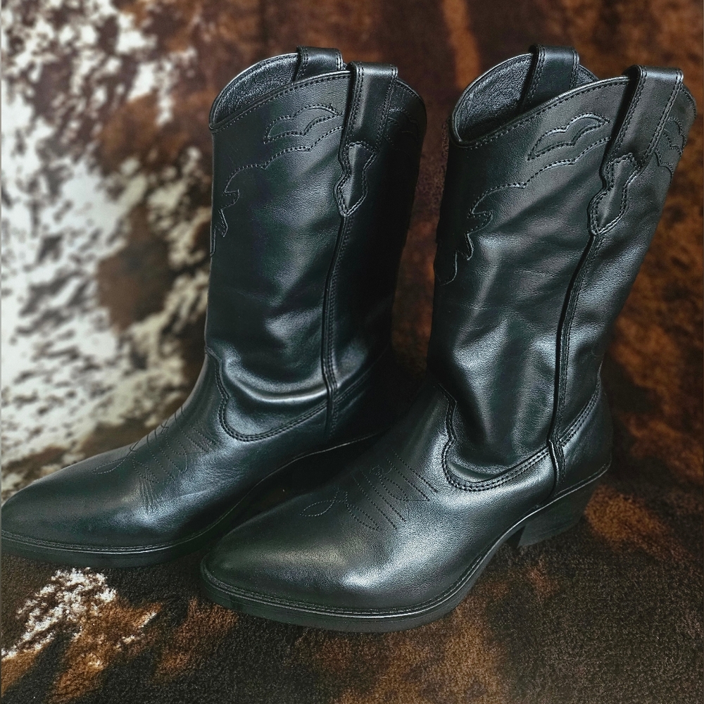 Steve Madden Leather Cowboy Boots - Picture 2 of 6